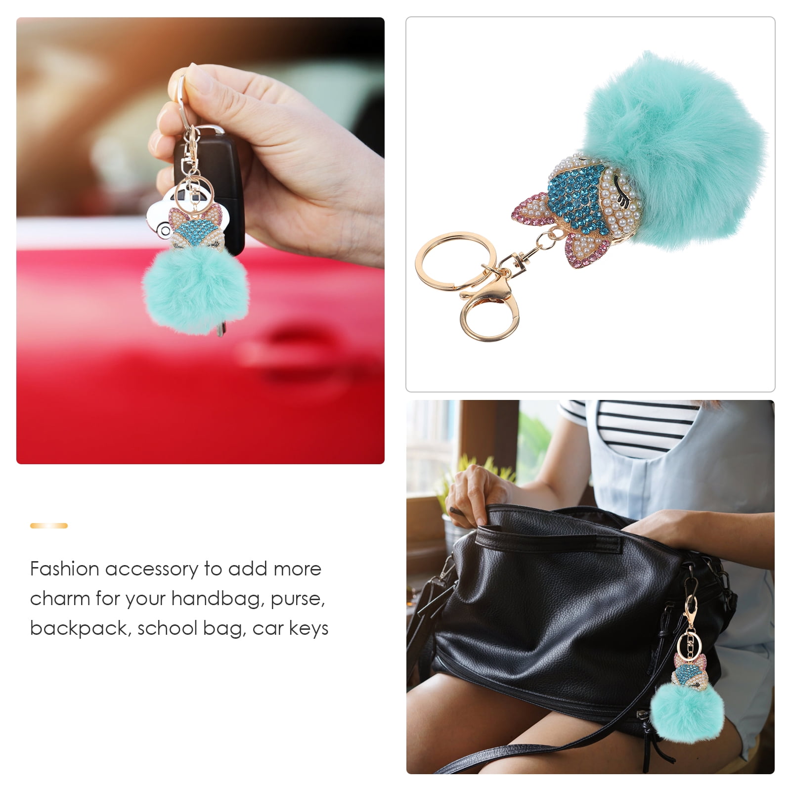 Fluffy Puff Ball Keychain With Crystal Bow Pompom For Womens Fashion And  Toyota Corolla Key From Oncemorelove6789, $1.58