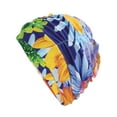 thumbnail image 6 of Unique Bargains 1 Pc Breathable Pleated Styles Swimming Cap Blue Green, 6 of 6