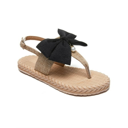 

Women s Bow PU Leather Pearls Flat Flip Flops Basics Plain Slipper Strap Casual Beach Thong sandals Black EUR35(5)