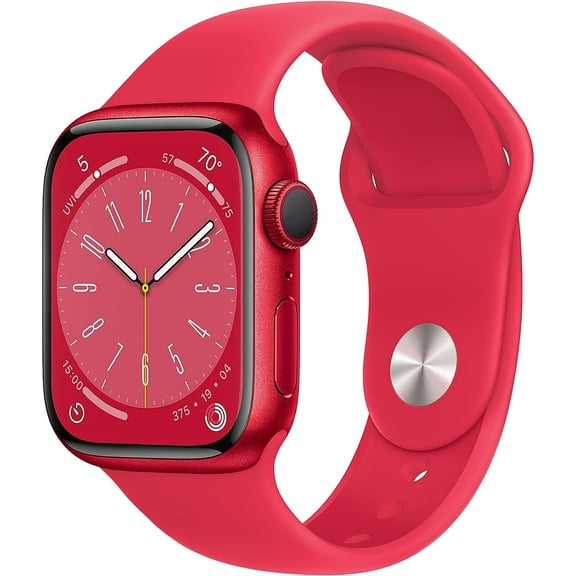 Restored Apple Watch Series 8 GPS 41mm (PRODUCT)RED Aluminum Case with (PRODUCT)RED Sport Band - S/M (Refurbished)