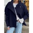 thumbnail image 6 of Womens Loose Crop Pea Coat Wool Blend Short Overcoat Casual Stand Collar Winter Outerwear, 6 of 7