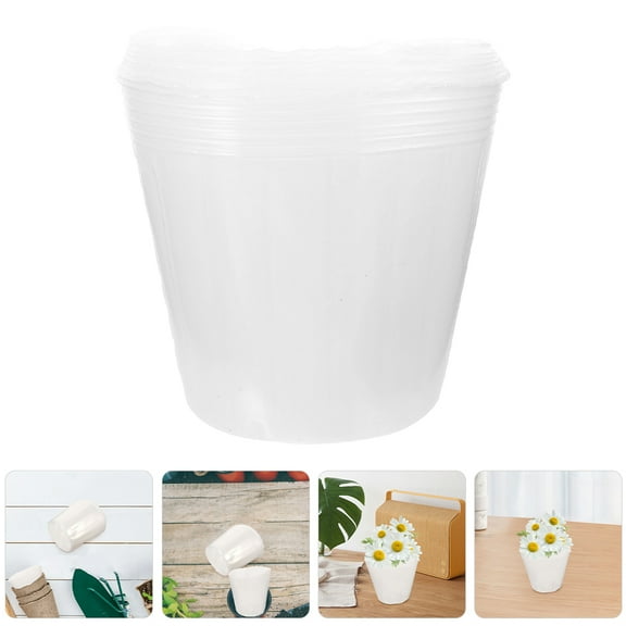 OUNONA 10Pcs Clear Plastic Planter Pot Insert Replacement for Flower Pot Basket Gardening