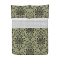 thumbnail image 1 of Vintage Reversible Bedspread Set, Floral Retro Style Blossoming Pattern Leafs Spiraling Entangled Design of Artwork, Pillow Shams & Comforter Microfiber Bedding Set, 3 Sizes, Pale Olive, by Ambesonne, 1 of 2