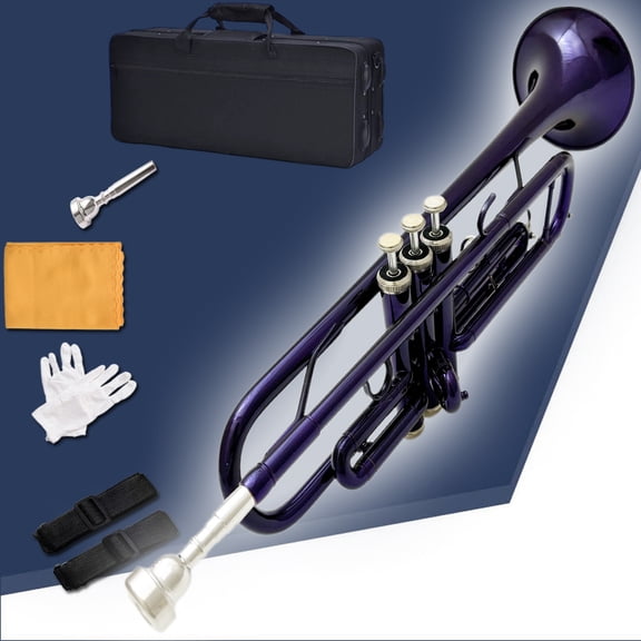 XINMEL trumpet instrument Purple B flat three-tone trumpet beginner band plays western instruments, with boxes and cleaning kits.
