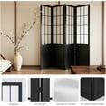 thumbnail image 2 of Room Divider, 66.9Inch Tall Japanese Shoji Style Folding Wood Screen with Double Hinges for Home Office Bedroom Hotel Decoration (4Panels, Black), 2 of 8