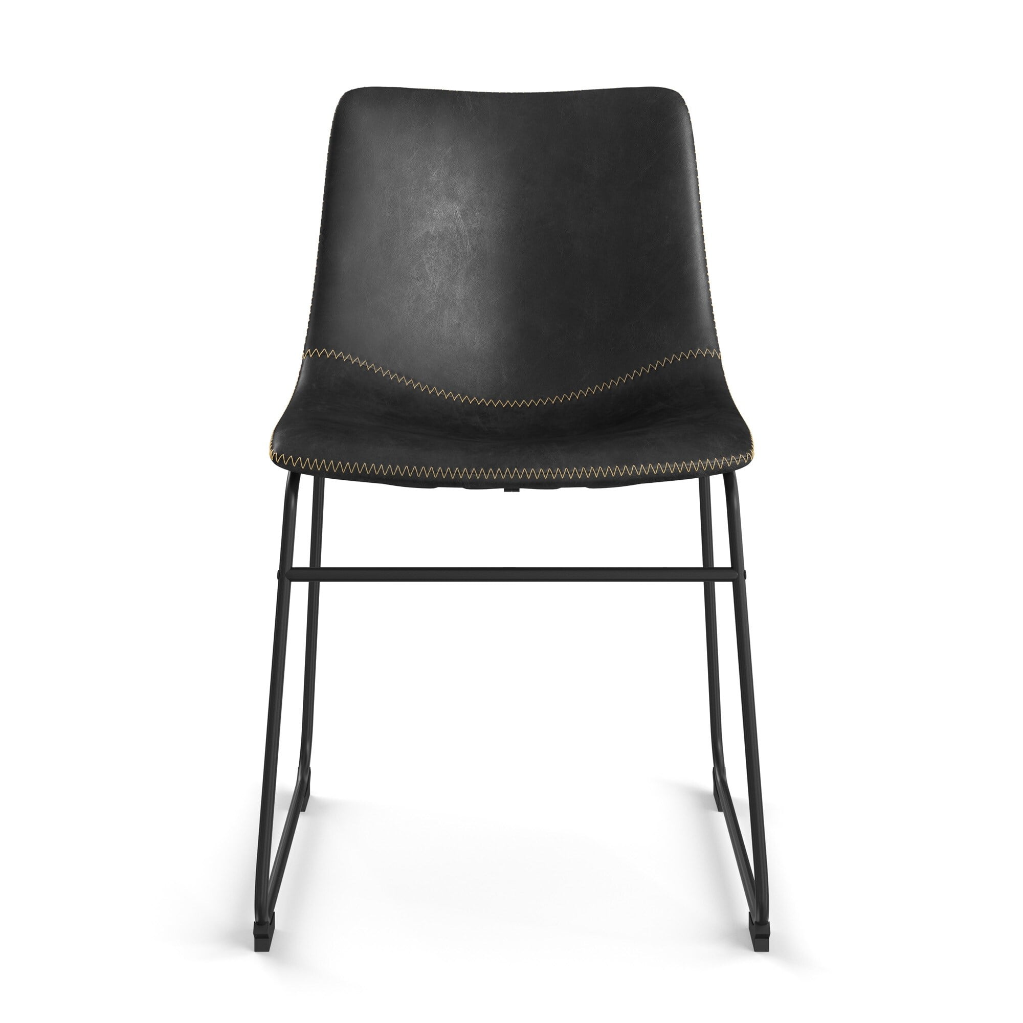 Petra Vegan Leather Side Chairs with Black Legs (Set of 2) Black / Black Legs