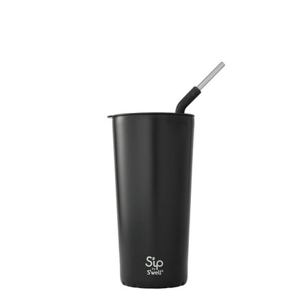 S'ip by S'well Vacuum Insulated Stainless Steel Takeaway Tumbler, Black Licorice, 24 oz