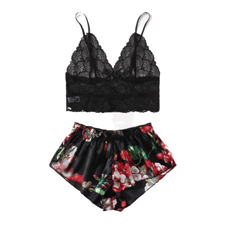 

Women Floral Sexy Sets Black Sexy Lingerie L
