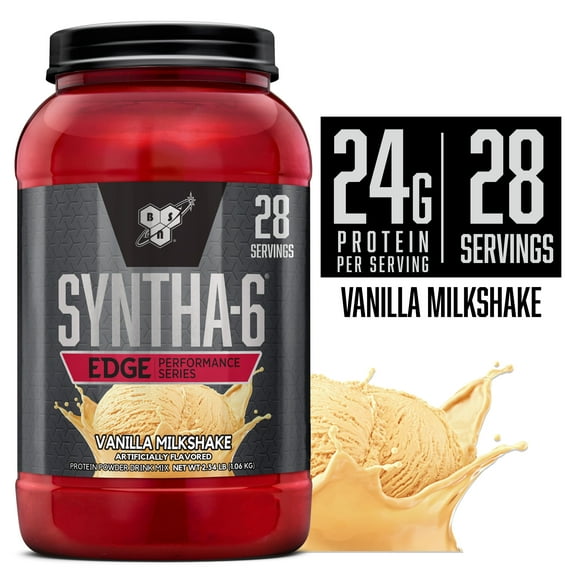 BSN SYNTHA-6 Edge Protein Powder, Vanilla Protein Powder with Hydrolyzed Whey, Micellar Casein, Milk Protein Isolate, Low Sugar, 24g Protein, Vanilla Milkshake, 28 Servings