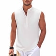 thumbnail image 2 of Neer Ribbed Tank Tops for Men Summer Sleeveless Henley Shirts Crewneck Tees Muscle Slim Fit Tank Top Size 3XL White, 2 of 6