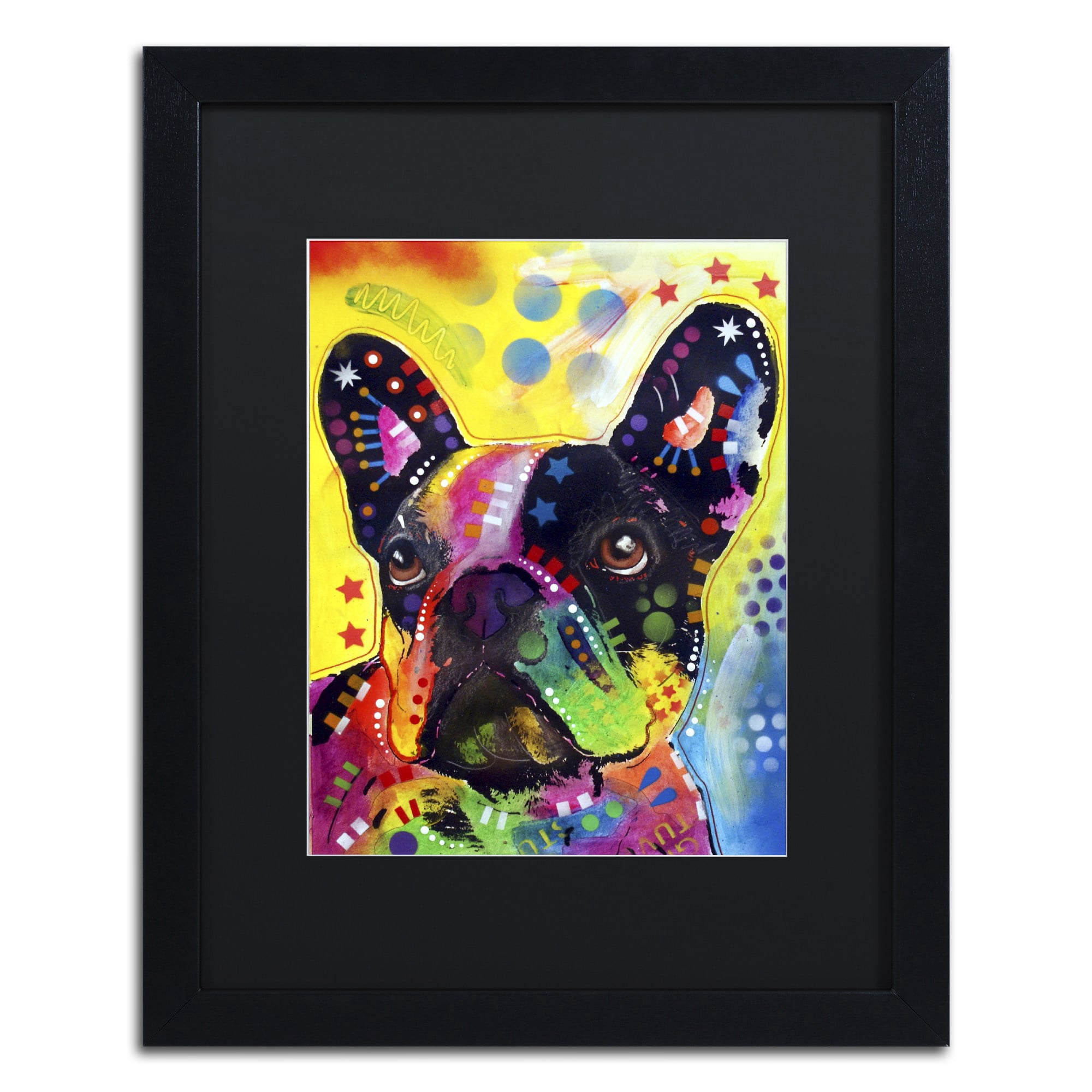 Trademark Fine Art "French Bulldog 2" Canvas Art by Dean Russo, Black Matte, Black Frame