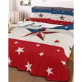 thumbnail image 3 of Quilts Full Size, 4th of July Soft Comforter Bedding Set for Bed, Red White Blue Striped Independence Day Star Lightweight Quilted Bedspread with Pillow Cover(2 Pieces) for All Season, 78x90 Inch, 3 of 6