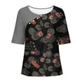 thumbnail image 2 of Vivianyo HD Casual Women's Summer Short Sleeve T-Shirt Women's Casual Floral Print Pullover Round Neck Short Sleeved Top, 2 of 5