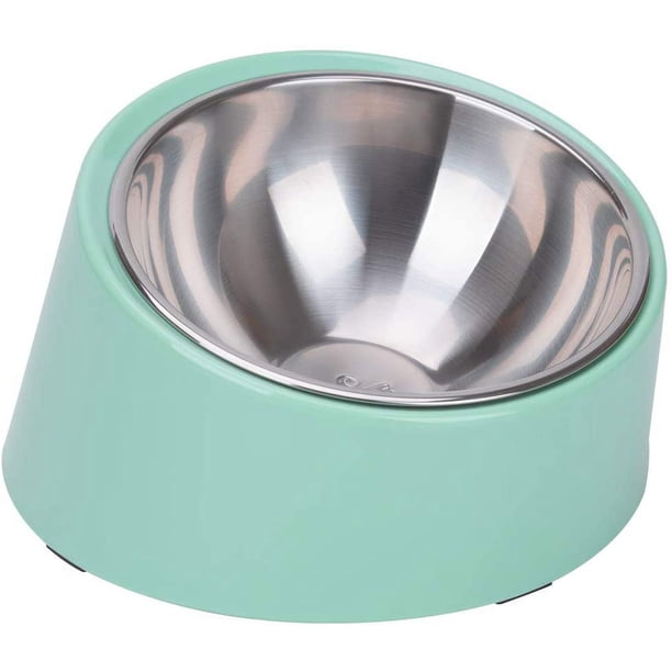 Cuenco inclinado de 15° sin desorden para perros y gatos, comedero para mascotas con ángulo inclinado, antideslizante y antiderrames, más fácil de alcanzar los alimentos Adepaton YBY065-11