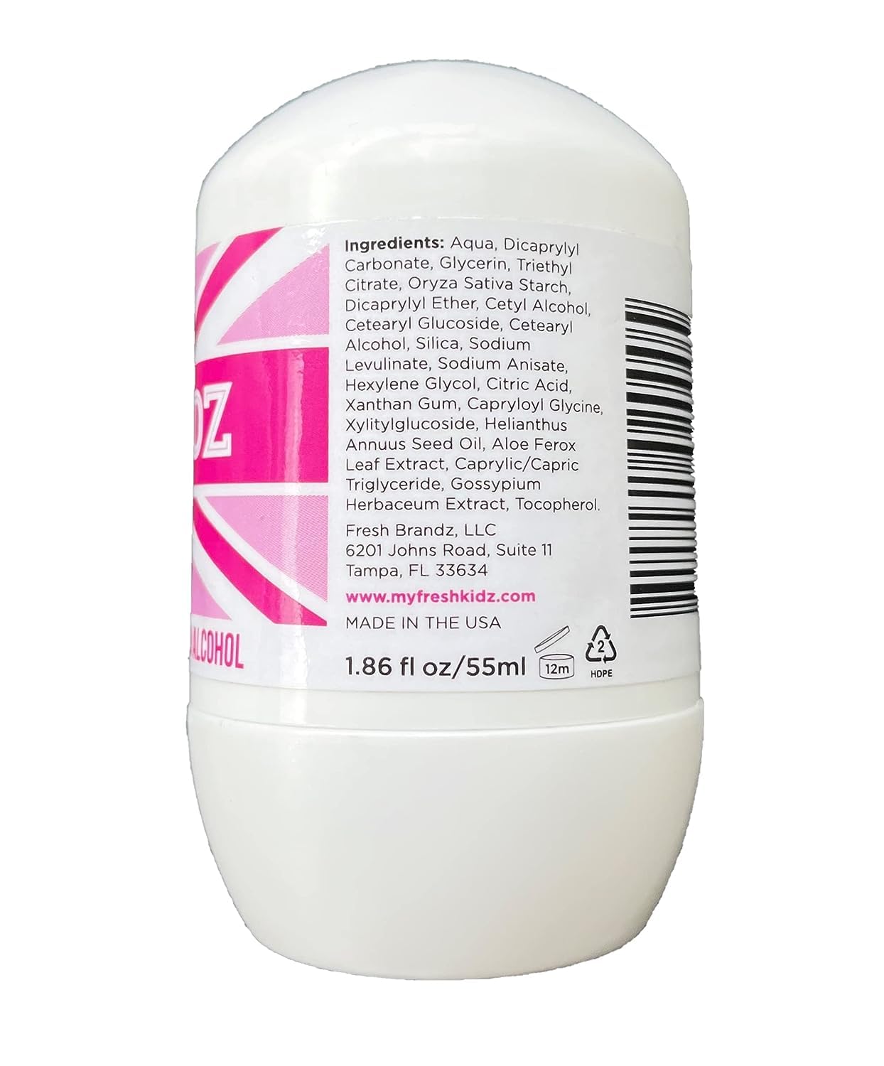Fresh Kidz Roll On Deodorant for Kids and Teens - Baking Soda and Aluminum-free 24 Hour Protection for Sensitive Skin - Girls "Pink" 1.86 fl. oz. - image 4 of 4