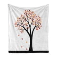 thumbnail image 1 of Autumn Soft Flannel Fleece Blanket, Abstract Graphical Tree Motif Covered Autumnal Leaves on Plain Backdrop, Cozy Plush for Indoor and Outdoor Use, 50" x 70", White and Charcoal Grey, by Ambesonne, 1 of 6