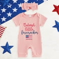thumbnail image 2 of felwors Baby Girl Independence Day Outfit My First 4th of July Onesie Romper Ribbed Knit Jumpsuit with Headband,Red,Newborn, 2 of 3