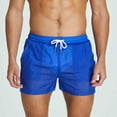 thumbnail image 2 of Brnmxoke Swimtrunks for Men Casual Drawstring Elastic Waist Shorts See-Through Summer Beach Low Waist Swimwear Pants with Pockets Blue,M, 2 of 5