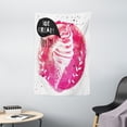 thumbnail image 1 of Ice Cream Decor Tapestry, Yummy Figure with Try It Quote Paintbrush Watercolor Art Illustration, Wall Hanging for Bedroom Living Room Dorm Decor, 40W X 60L Inches, Pink Black White, by Ambesonne, 1 of 2