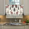 thumbnail image 2 of Yayeee Kitchen Curtains Light Filtering 27"x24" Rod Pocket Short Cafe Window Panel, Beige Christmas Plaid, 2 of 7