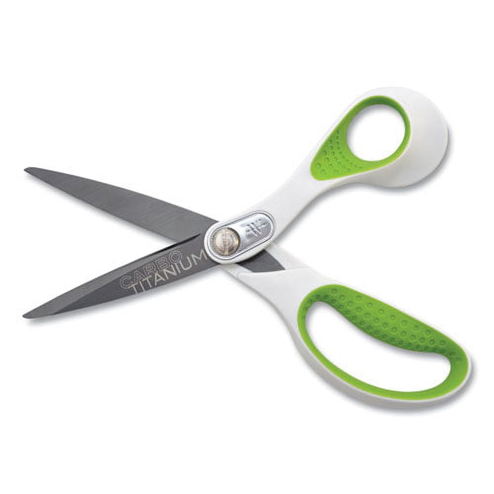 Carbotitanium Bonded Scissors, 8" Long, 3.25" Cut Length, White/green Straight Handle | Bundle of 5 Each