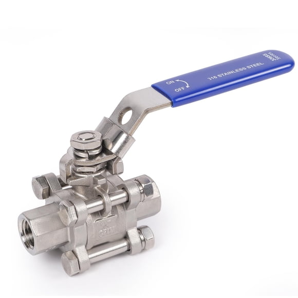 Válvula de bola Midline Valve de 1/4" de acero inoxidable, de 3 piezas