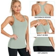 thumbnail image 3 of Women's Scoop Neck Tight Sport Camisole With Shelf Bra Racerback Yoga Tank Top, 3 of 6