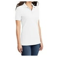 thumbnail image 4 of Womens Core Blend Cotton/Polyester Pique Polo White Small, 4 of 6