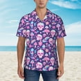 thumbnail image 2 of Sikiie mushroom rainbow color Skull Print Men's Hawaiian Shirt, Summer Beach Button Pocket Short Sleeve T-Shirt,Medium, 2 of 7