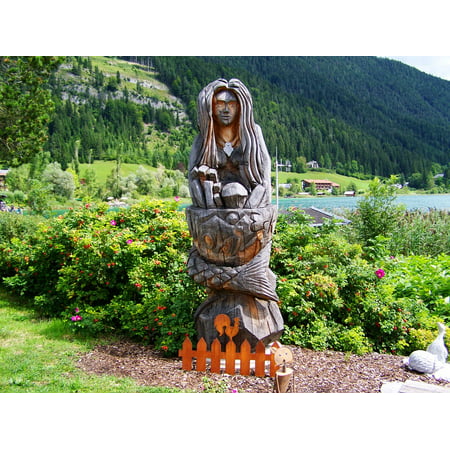 LAMINATED POSTER Carving Wood Statue Female Figure Poster Print 11 x
