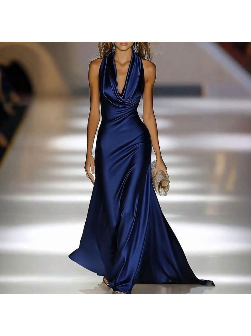 royal blue halter neck prom dress Halter Neck Royal Blue Long Prom Dresses, Shiny Royal Blue Long Formal Eip Collection
