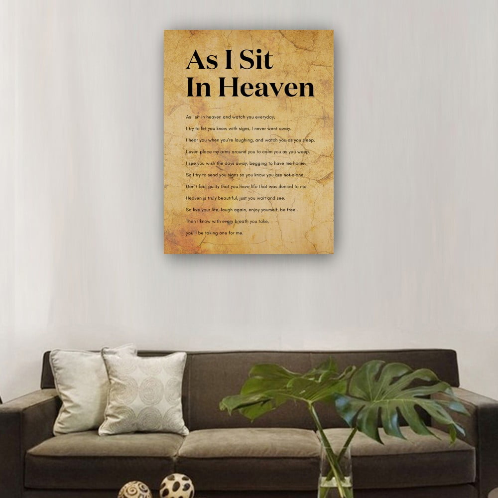 As I Sit In Heaven Christian Poem Wall Art Prints Poster Paintings For  Bedroom Artwork For Kitchen Canvas Decorations Unframed 12×18 in 