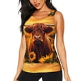 thumbnail image 1 of Fotbe Vintage Sunflower Cow A Blusas Sin Mangas para Mujer – Estilo Casual, Corte Suelto, Slim-Fit, Cuello Redondo Deportivo, Tops de Verano para Gimnasio y Yoga-Medium, 1 of 7