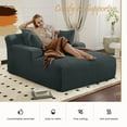 thumbnail image 3 of Onbeam 50" Chaise Lounge, Plush Sleeper Sofa Chair with 3 Pillows for Living Room, Corduroy, Black, 3 of 7