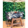 thumbnail image 3 of nqOlkjepod Navy Blue Botanical Outdoor Tablecloth with Umbrella Hole & Zipper, Vintage Tropical Palm Leaves Rectangle Table Cover 60x84 Inch, Dining Waterproof Table Cloth Protector for Patio/Party, 3 of 7
