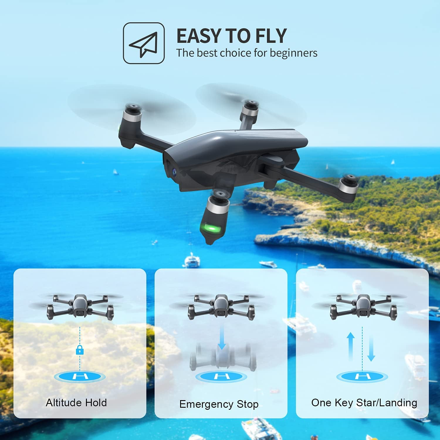 Holy Stone HS710 Drone for Adults with 4K Camera Foldable GPS RC Quadcopter with 2 Batteries 50 Min Flight Time Gifts Toys for Outdoor Play