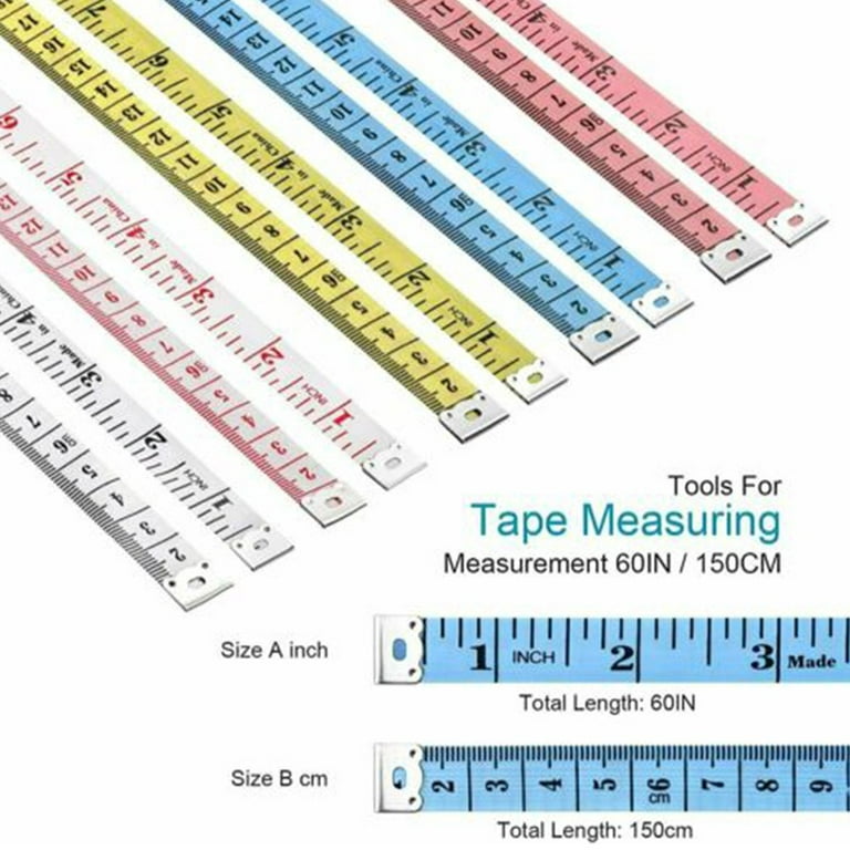Tailor Inch Tape Measure For Body Measurement Sewing Dress Making 152 Cm/60  inches/1.50 Meter Multi Color pack of 2/set of 2