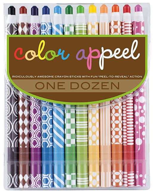 OOLY Color Appeel Crayon Sticks with Fun Peel to Reveal Action, 12 Assorted Colors