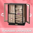 thumbnail image 6 of LEDREM 360°Rotatable Jewelry Box, Transparent And Visible, 5-Layer & 18 Hooks For Necklace Storage, Velvet Lined, 6 of 8
