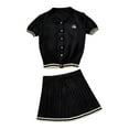 thumbnail image 3 of Conjunto de falda plisada para mujer, ideal para viajes, atletismo, gimnasio en casa, yoga, golf, cintura alta, fitness Negro, 3 of 8
