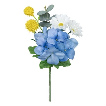 11.5" Artificial Silk Blue Hydrangea Mixed Spring Pick, for Indoor Use, by Mainstays