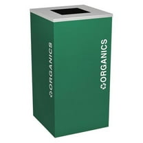 Ex-Cell Kaiser RC-KDHR-O EGX 8 Gallon Half Round Recycling Receptacle with Cans & Bottles Decal, Emerald Texture