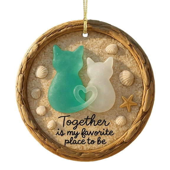 ZXNWN Hangs Big Clearance Sea Glass Cat Acrylic Ornament " Is My Favorite Place to Be" Beach Themed Hanging Decor for Friends