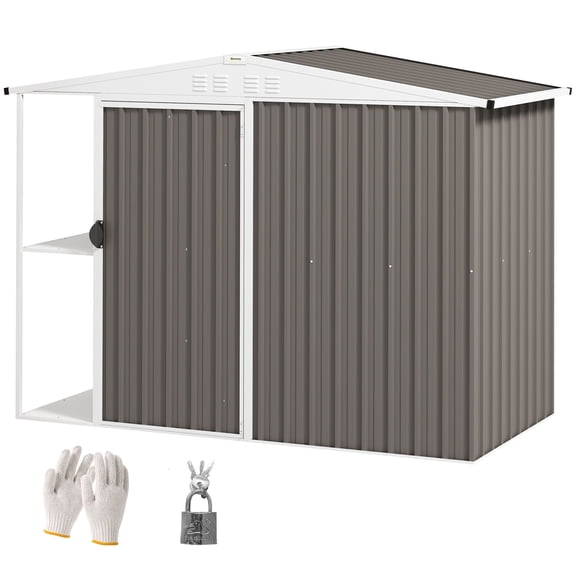 6x4 Metal Storage Shed with Lock, Outdoor Utility Building for Patio&Backyard, Ventilated Grey Garden Shed