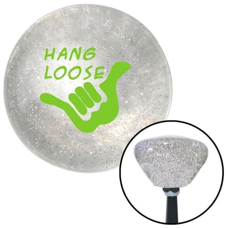 American Shifter Green Hang Loose with Hand Clear Retro Metal Flake Shift Knob with M16 x 1.5 Insert