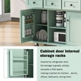 thumbnail image 3 of Kitchen Cart with Rubber wood Drop-Leaf Countertop ,Cabinet door internal storage racks,Kitchen Island on 5 Wheels with Storage Cabinet and 3 Drawers for Dinning Room, Black, 3 of 8