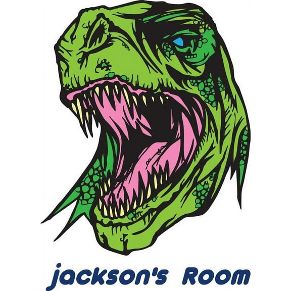 Personalized Name Vinyl Decal Sticker Custom Initial Wall Art Personalization Decor Boy Bedroom Green Dino Dinosaur 14 Inches X 16 Inches