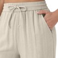 thumbnail image 5 of Yungyresw Womens Wide Leg Palazzo Pants Solid Drawstring Lightweight Baggy Pants Casual Comfort Flowy Women Pants With Pocket Beige L, 5 of 6