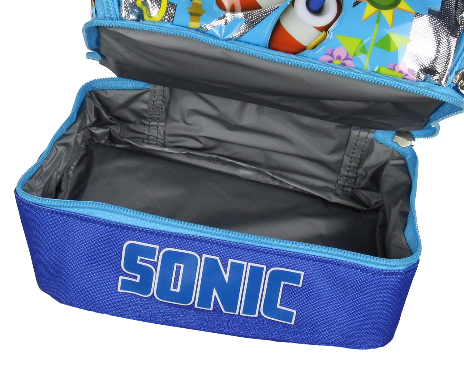 Sonic The Hedgehog I'm Outta Here Dual Compartment Insulated Lunch Box Bag Tote 10"
