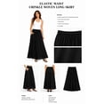 thumbnail image 2 of Women's Elastic Waist Crinkle Woven Long Skirt with Tie Detail, Casual Flowy Maxi Skirt Black L, 2 of 5